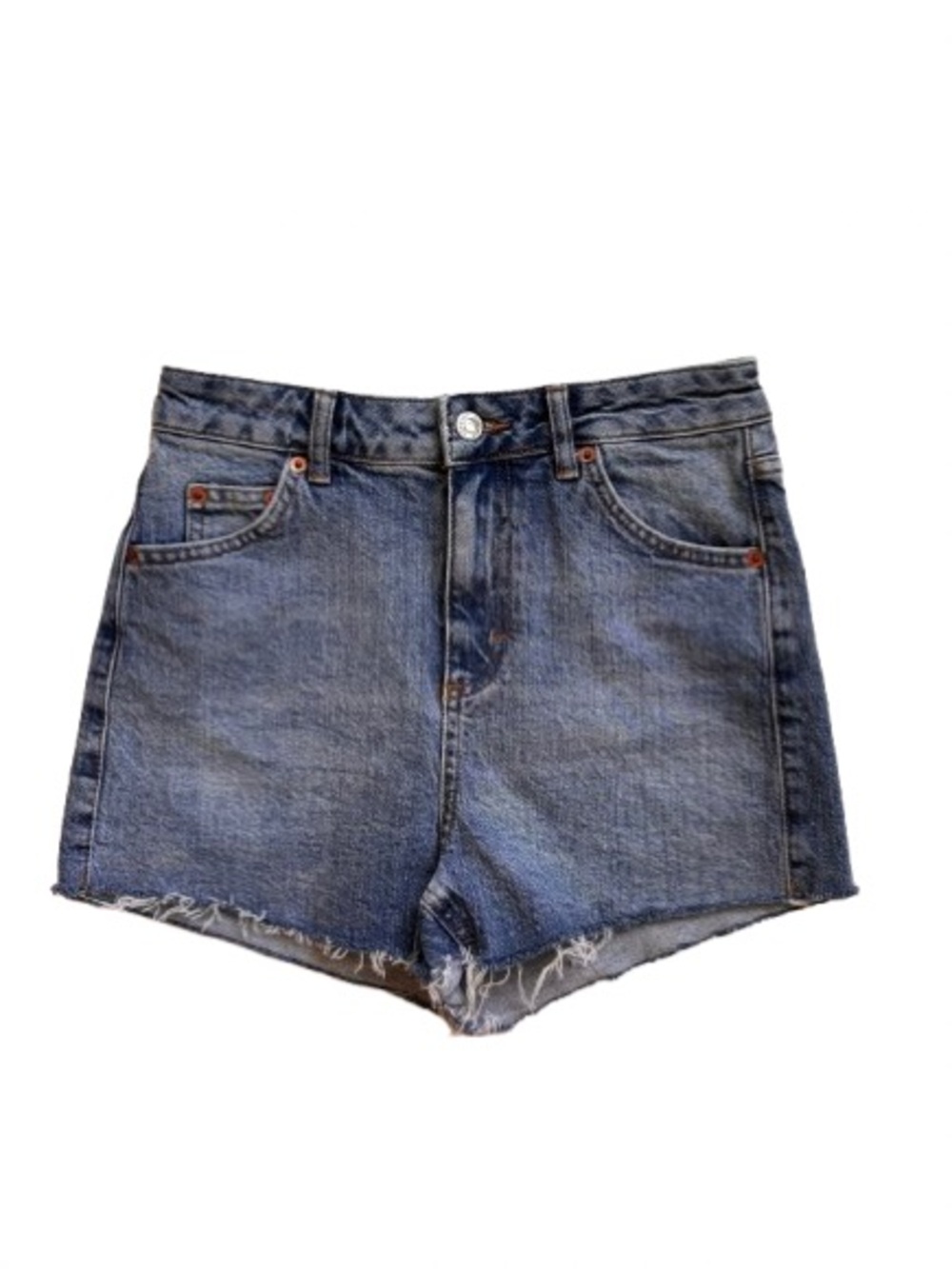 Topshop High Waist Washed Denim Mom Shorts Size 4